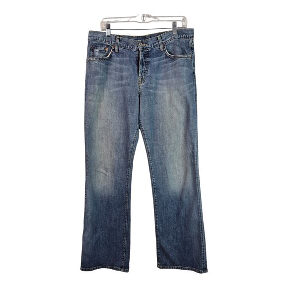 Lucky Brand USA Button Fly Easy Ride Bootcut Vintage Hi Rise Blue Jeans 34 x 32 - Picture 2 of 4